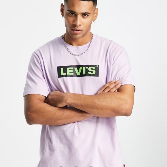 Levi's Box Tab Logo Tee Men's XL Lilac Purple EUC - Picture 1 of 6
